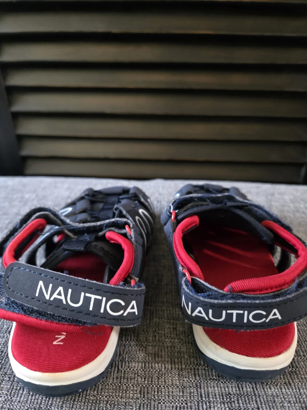 NAUTICA Toddler Boys Black Red Velcro Close Sandals Size 9 Close-Toe